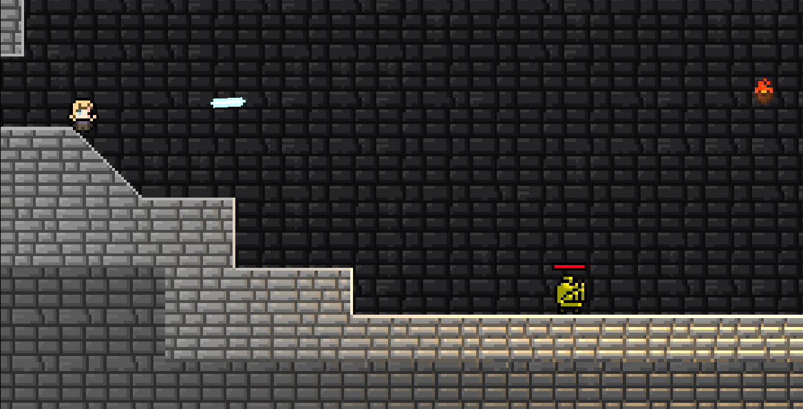 Heirloom Thief scene of the player shooting a fireball over an enemy's head.